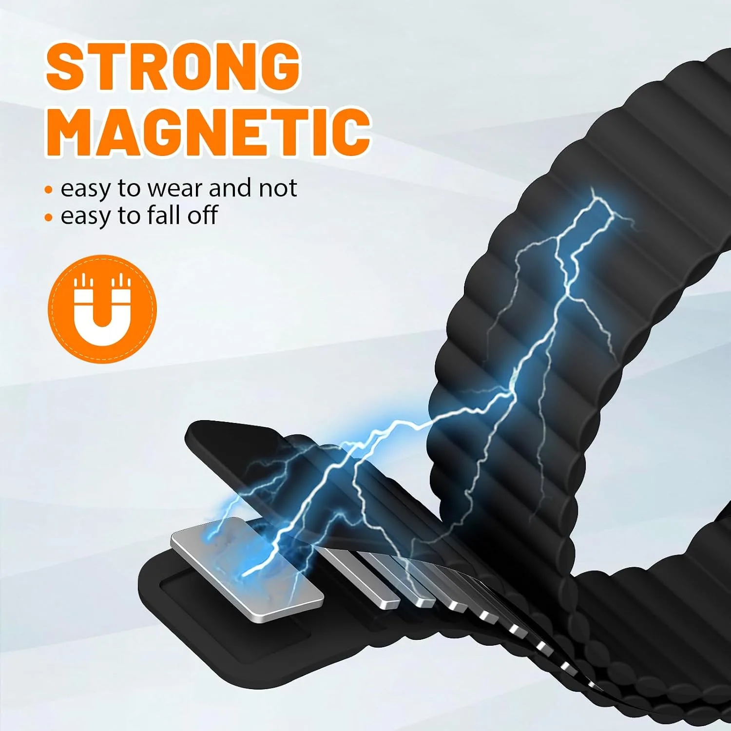 Magnetic Sport Bands for Apple Watch Band 40mm 38mm 41mm 42mm 44mm 45mm 46mm iWatch bands for Women Men,Silicone Loop Strap Wristband for Apple Watch Series 12 11 10 9 8 7 6 5 4 3 SE 3/2nd Ultra 49mm