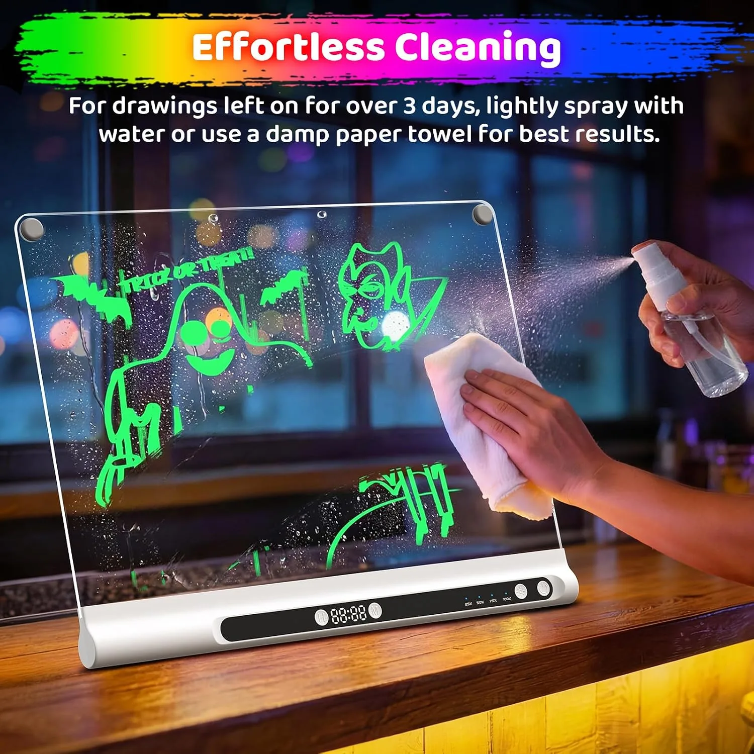 Geokay 16“ Rechargeable LED Drawing Board, 9-Color Light Modes with Timer