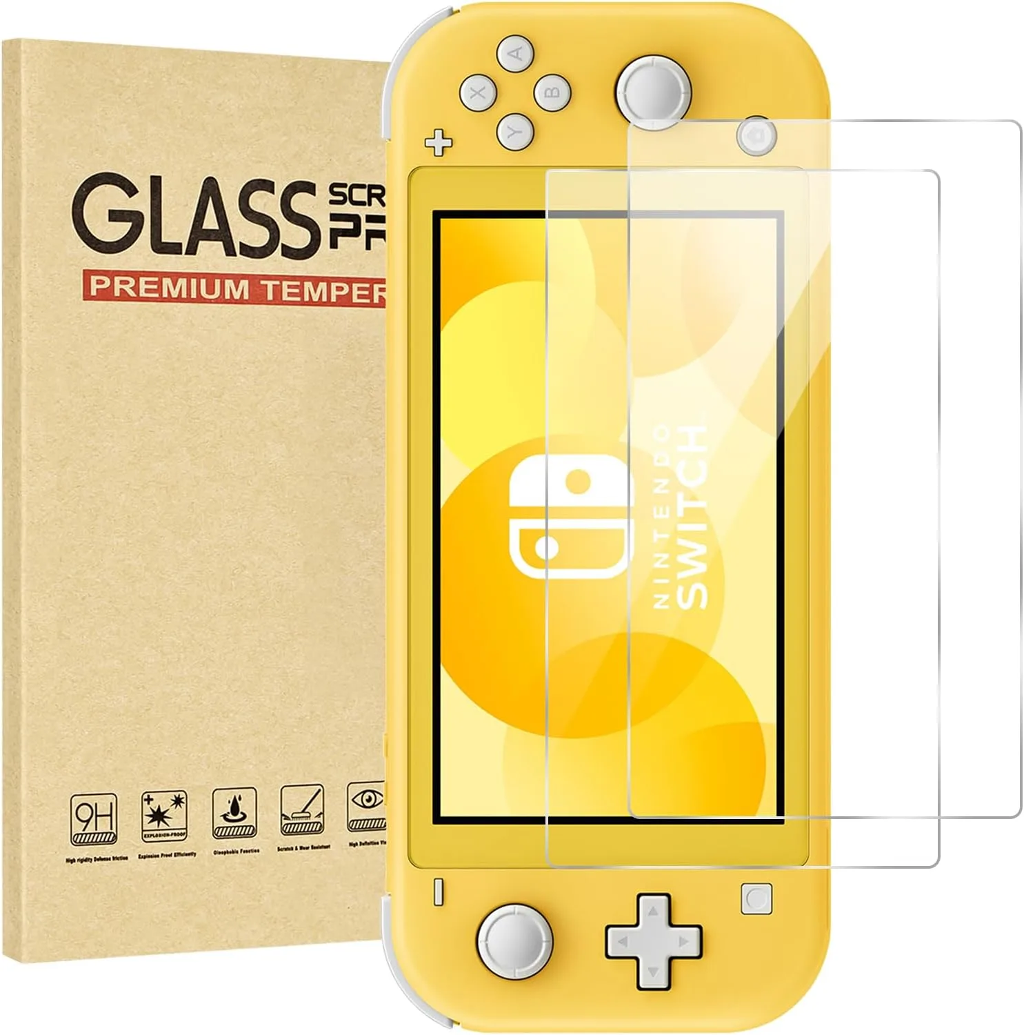 2-Pack Tempered Glass Screen Protector for Switch Lite Model 2019 [5.5 Inch]，HD Clear, Anti Scratch, Bubble Free, Easy Installation, 9H Hardness, Ultra Thin