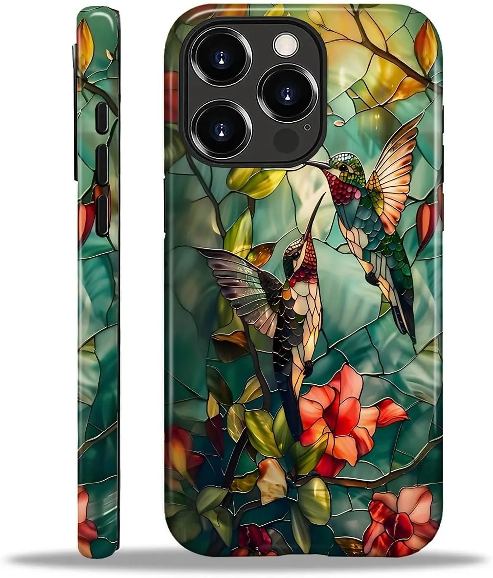 DAIZAG Case for iPhone 16 Pro,Mixed 2 Layer Design Shockproof Soft TPU Ddouble Protection Phone Case for iPhone 16 Pro-Gorgeous Hummingbird