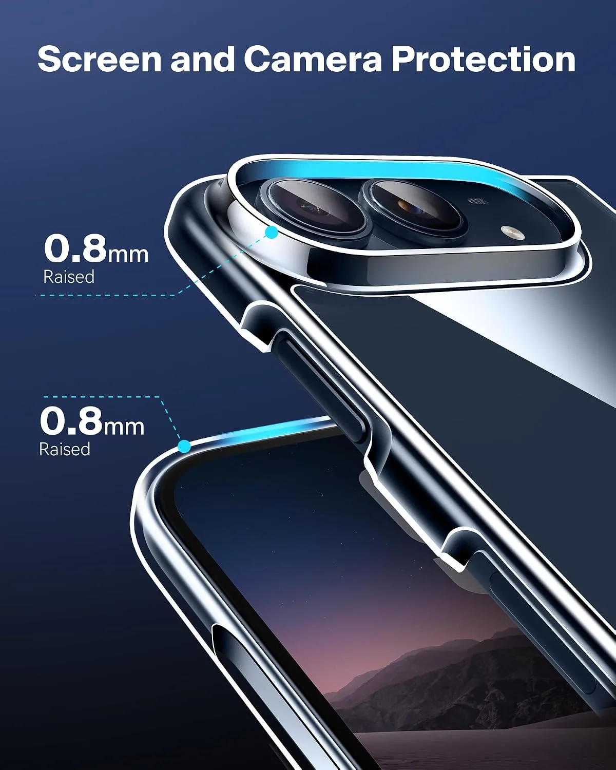 Mkeke for iPhone Duo Case Clear with Full Hinge Protection