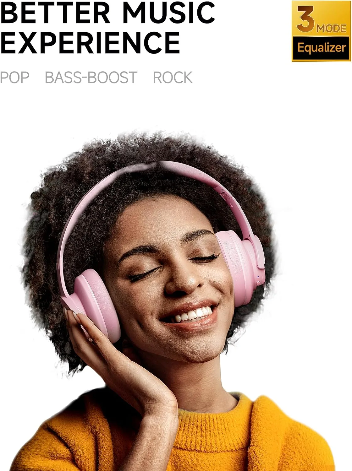 Picun B8 Wireless Bluetooth Headphones, 120H Playtime, 3EQ Modes, Pink