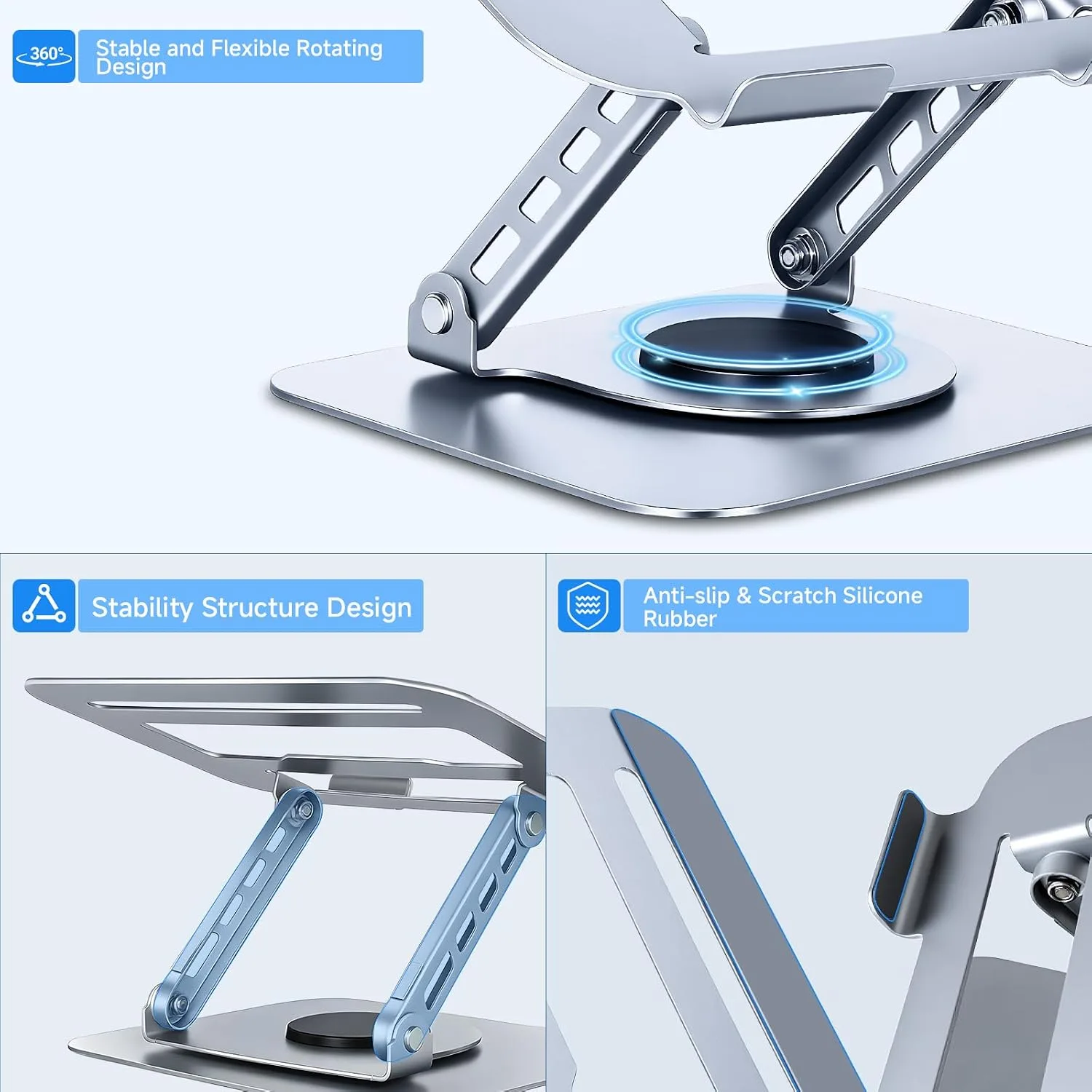 Leeboom 360° Rotating Laptop Stand, Aluminum Riser with Ergonomic Design