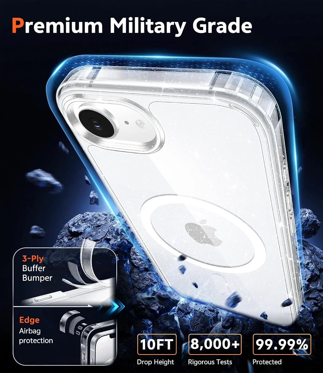 FNTCASE for iPhone iPhone 17e/16e Case Clear with Screen Protector