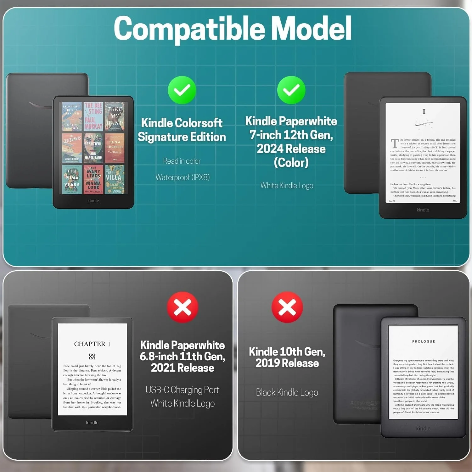 TNP Kindle Paperwhite 12th Gen Case, Colorsoft 7-Inch Cover, Dark Green
