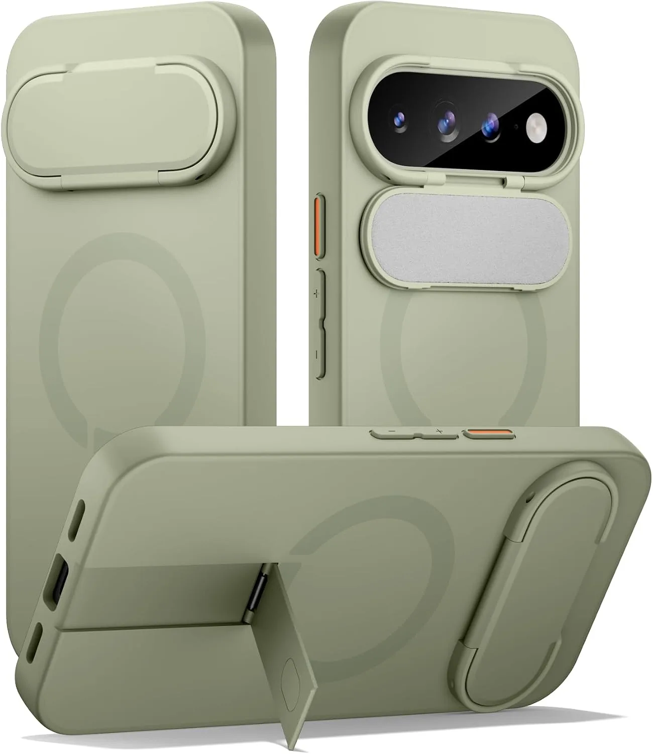 SURITCH for Google Pixel 11/11 Pro Phone Case, Compatible with MagSafe, Protective Cover with Camera Cover & Adjustable Metal Kickstand for Pixel 11/11 Pro 2026 -Sage Green