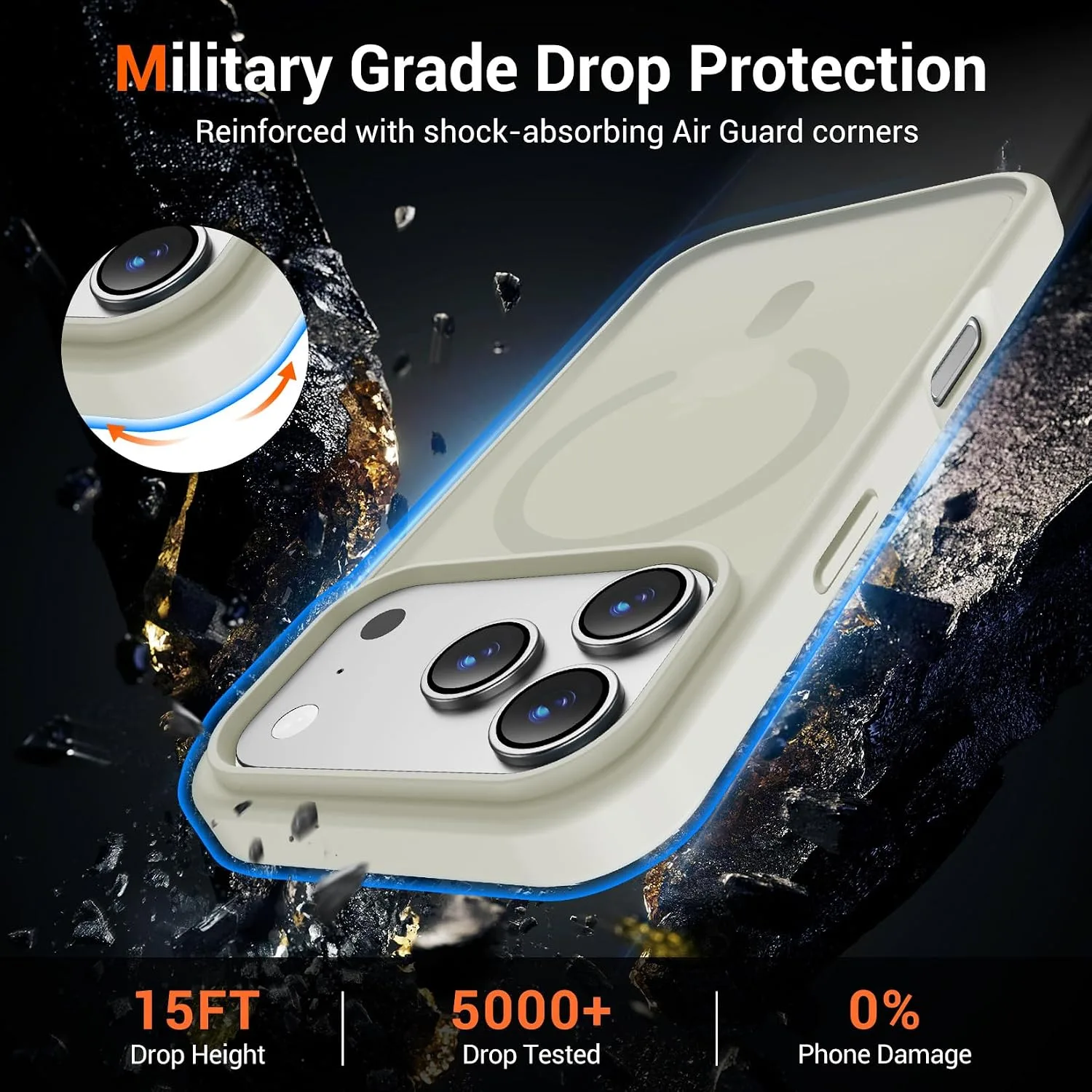 Temdan for iPhone 18 Pro Case/iPhone 17 Pro Case, Beige