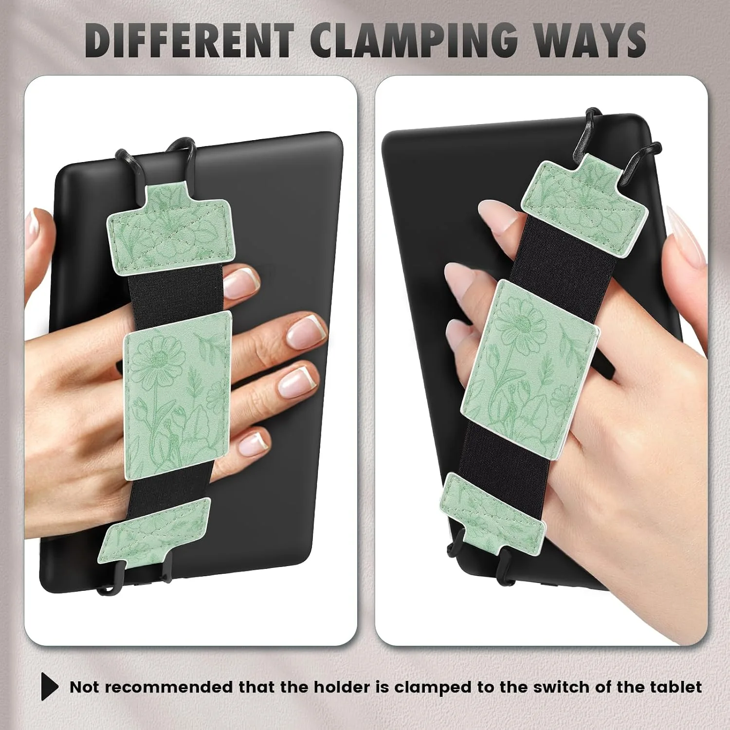 MoKo Soft Hand Strap for 6-8" Kindle eReaders Fire Tablet,Green Floral Line