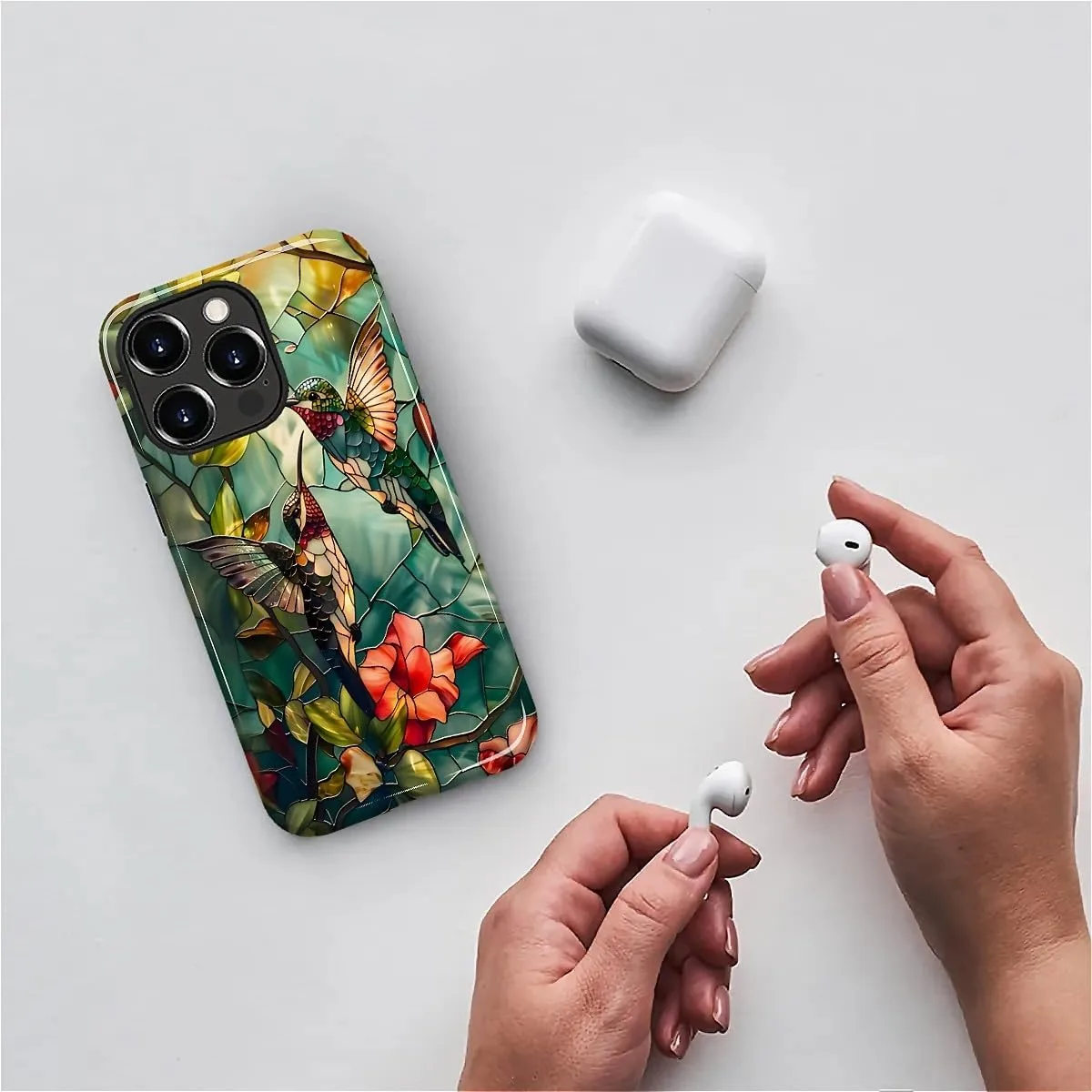 DAIZAG Case for iPhone 14 Pro Max,Mixed 2 Layer Design Shockproof Soft TPU Ddouble Protection Phone Case for iPhone 14 Pro Max-Gorgeous Hummingbird