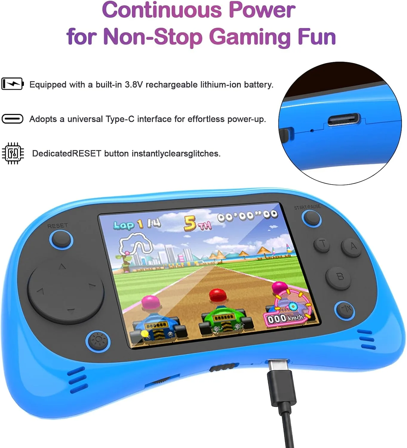 3.5" IPS Handheld Games for Kids-Preloaded 200+ Retro Video Games
