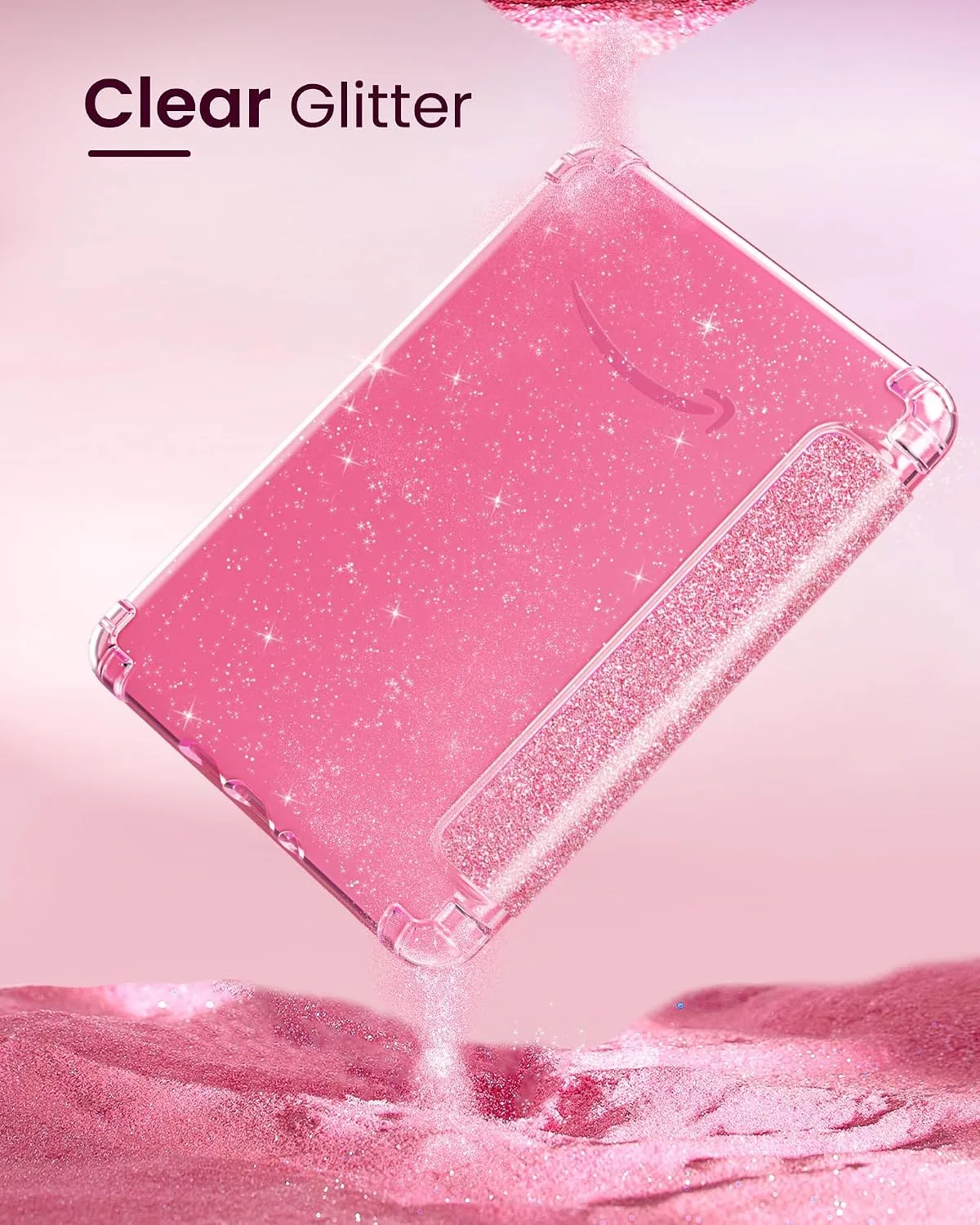 MoKo Case for 7" Kindle Paperwhite 12th Gen & Colorsoft 2024, Glitter Pink