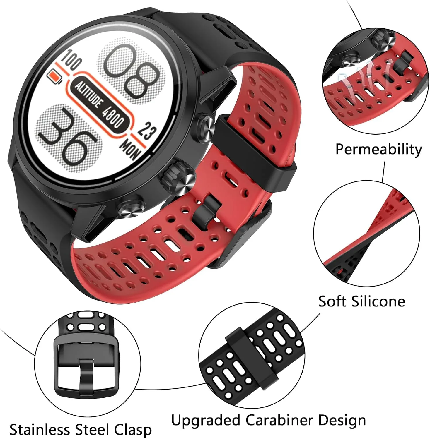 Compatible with Coros Pace 2/Apex 42mm/Apex 2 Watch Bands, 20mm Quick Release Watch Band Sport Silicone Watch Strap Breathable Wristband for Women Men