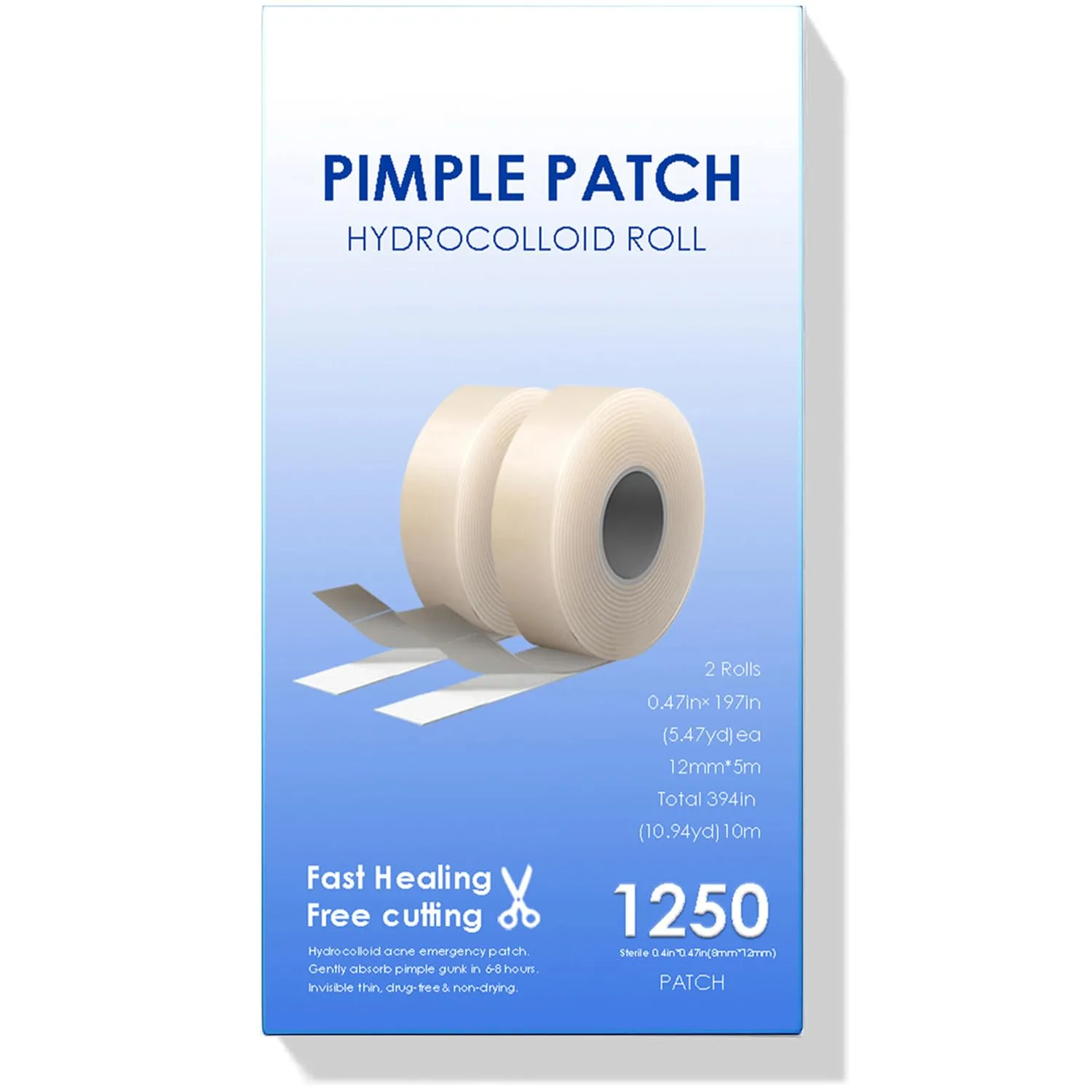 1250 Count Pimple Patches for Face, Cut to Size Hydrocolloid Roll Tape