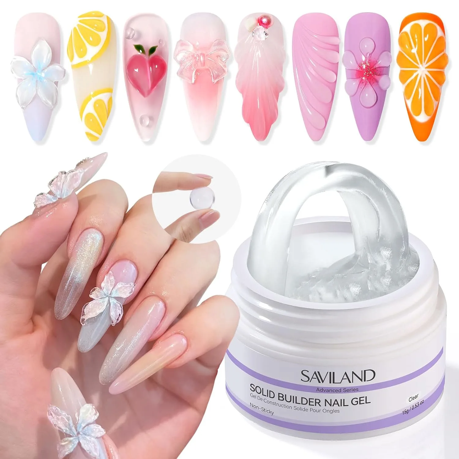Gel Constructor para Uñas Saviland Solid Builder 15g Transparente