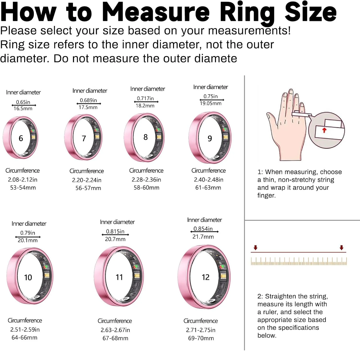 Smart Ring for Women & Men, AI Health Analysis, Thin Fitness Tracker Ring, Health Ring with Heart Rate, SpO2, HRV, Stress, Sleep, Cycle and Activity Tracking, 6.42mm Design,No App Fees