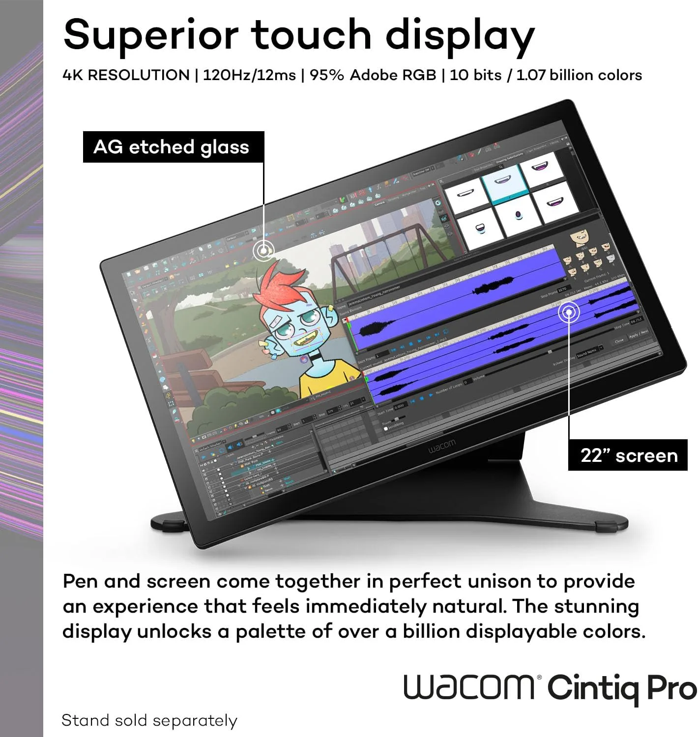 Wacom Cintiq Pro 22, Drawing Tablet with 4K 120 Hz Touchscreen & ProPen 3