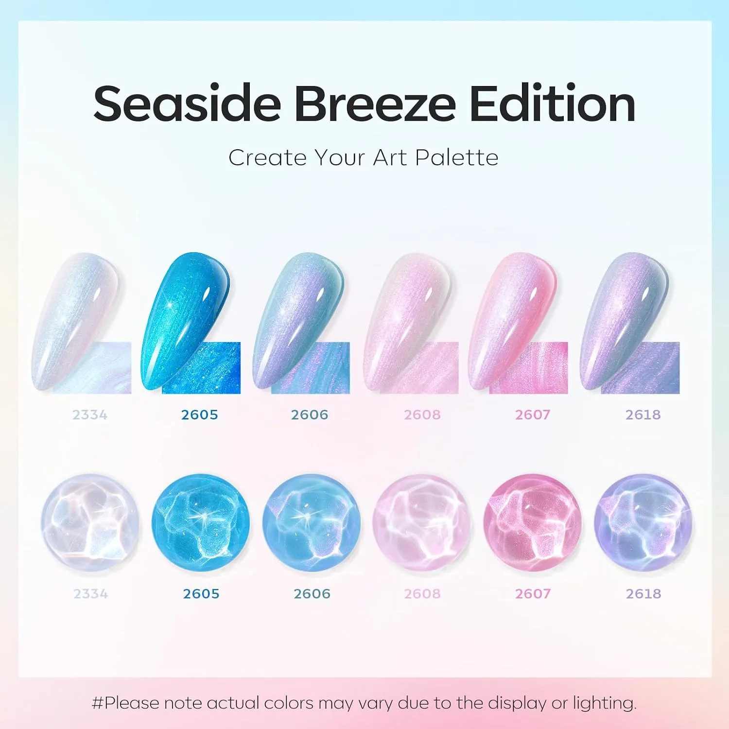 modelones Gel Nail Polish Set Glitter 6Colors Pearl Pink Blue White