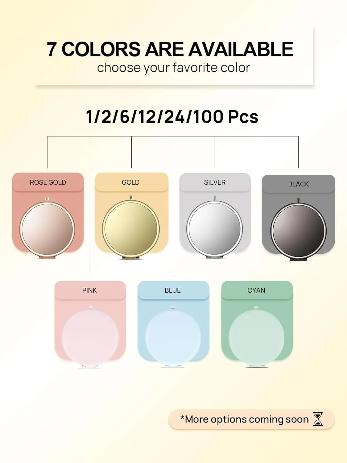 Compact Mirror, 1x/2x Magnification Pocket Mirror, Gold
