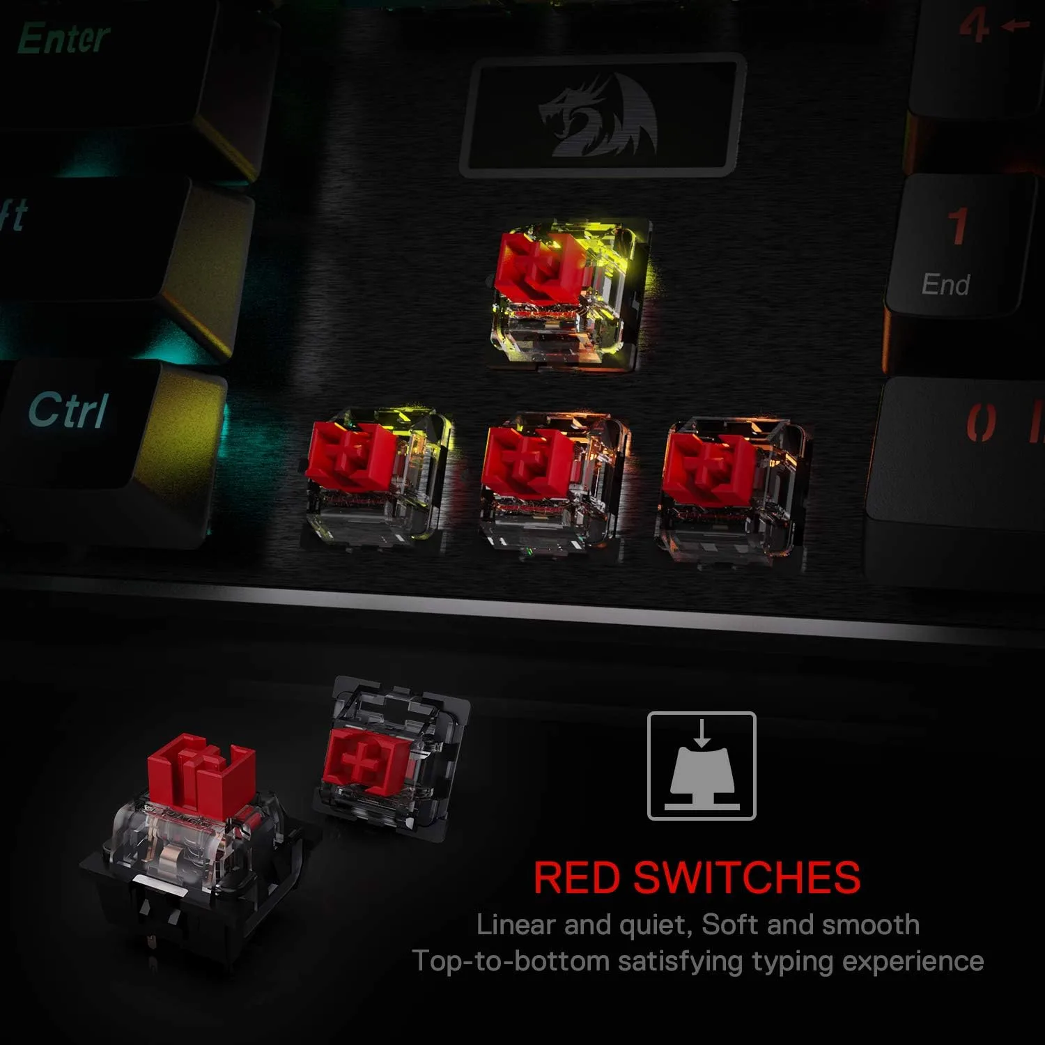Redragon K556 Wired RGB Mechanical Gaming Keyboard, 104-Key Aluminum Board