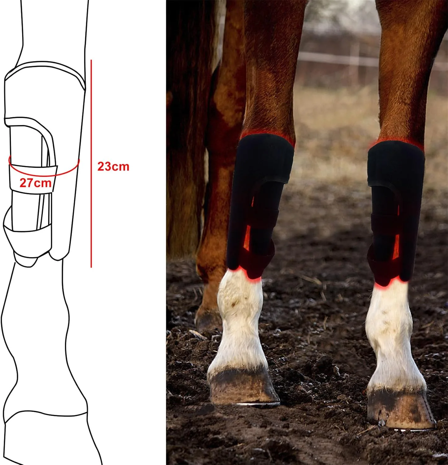 Red Light Therapy Wrap for Horse Legs, Wearable 660nm＆850nm Infrared Light Therapy Horses Boot, for Equine Muscle Recovery Left Leg