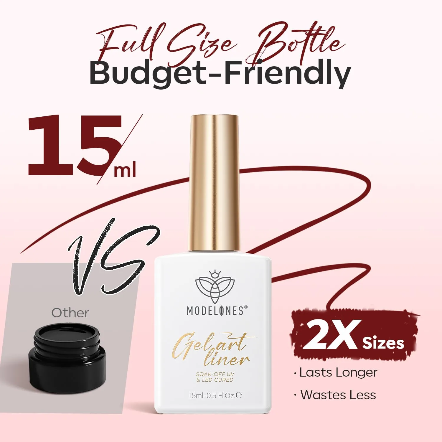 modelones Burgundy French Tip Liner Gel Polish 15ml Nail Art Detail Brush