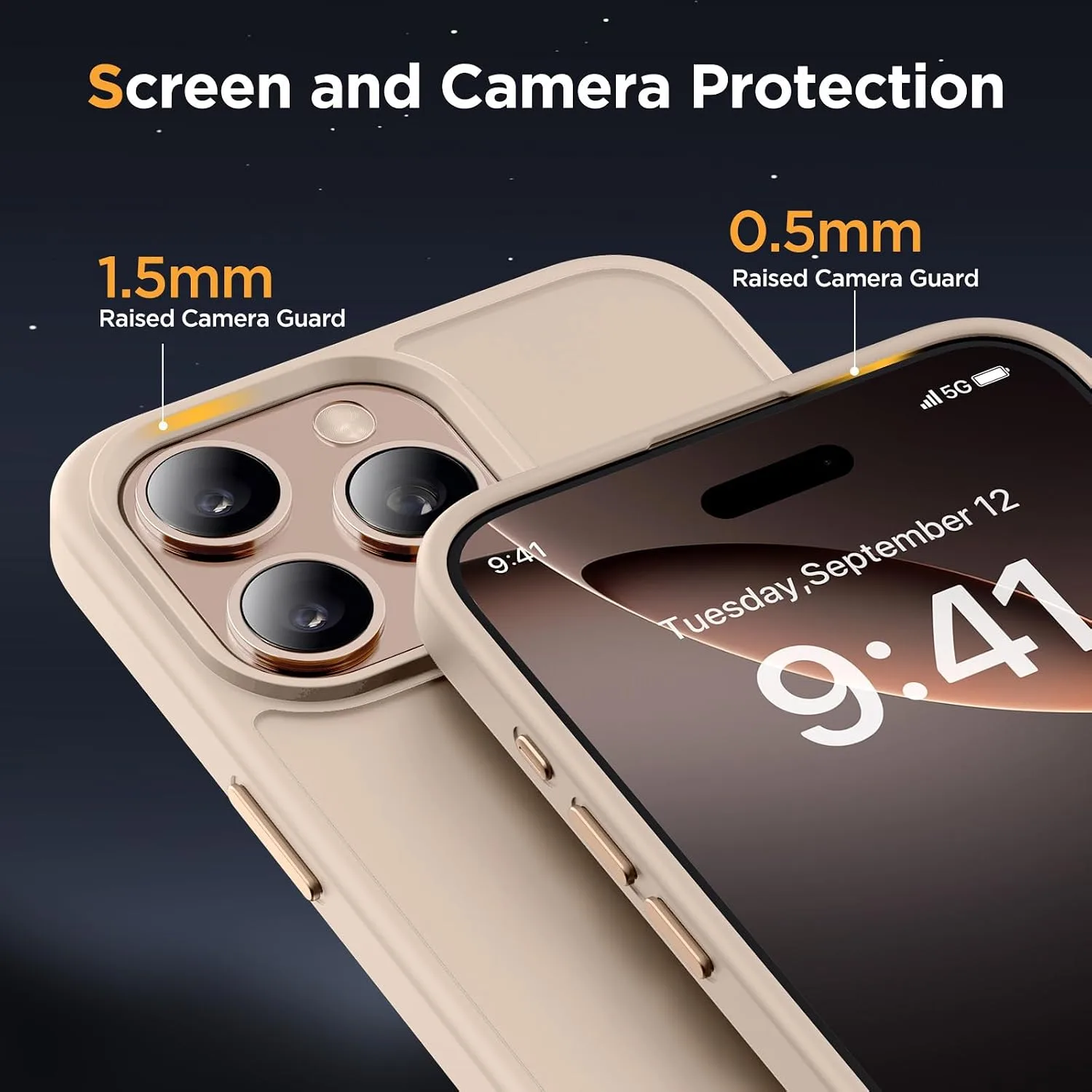 Miracase for iPhone 16 Pro Matte Series Case, Magnetic, Desert Gold