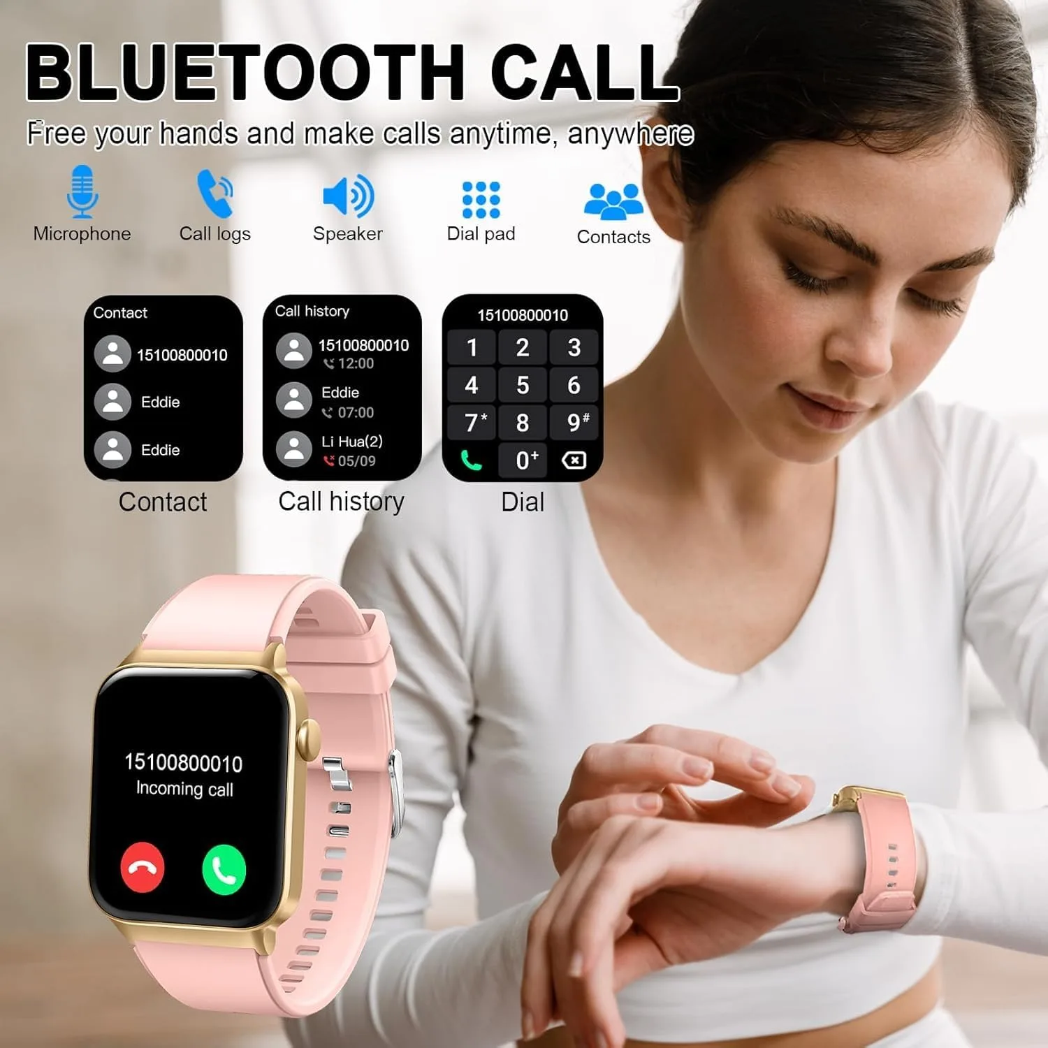 Smart Watch for Men Women, 1.85"Smartwatch with Answer/Make Call Watches