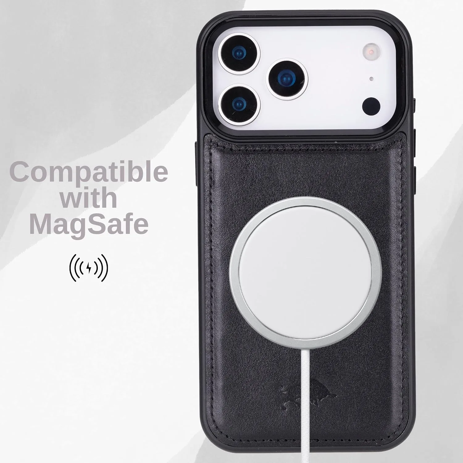 VENOULT Wallet Case for iPhone, Full Grain Genuine Turkish Leather, Magnetic Detachable, RFID 4 Card Slots, Business Style, Compatible with MagSafe (Rustic Black, iPhone 16 Pro MAX)