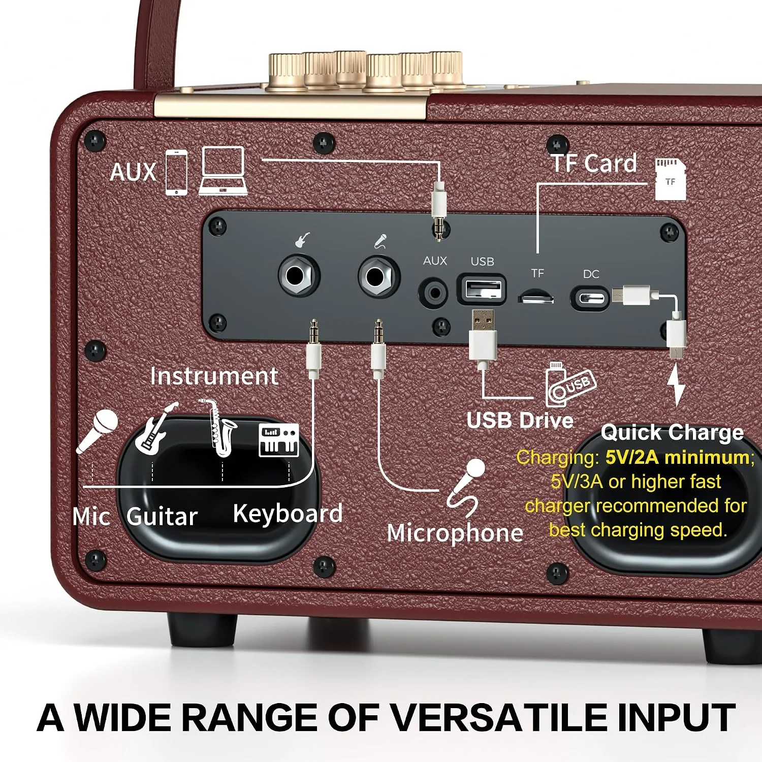 Portable Bluetooth Speaker 240W Peak Power Wireless Speaker Loud (Burgundy)