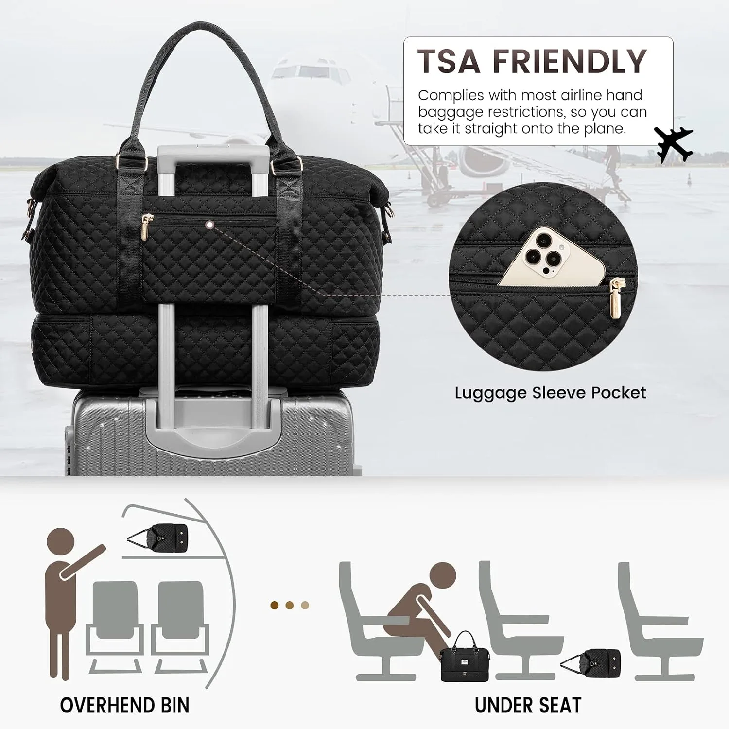 LOVEVOOK Travel Duffle Bag,Weekender Bags for Women with Shoe Compartment