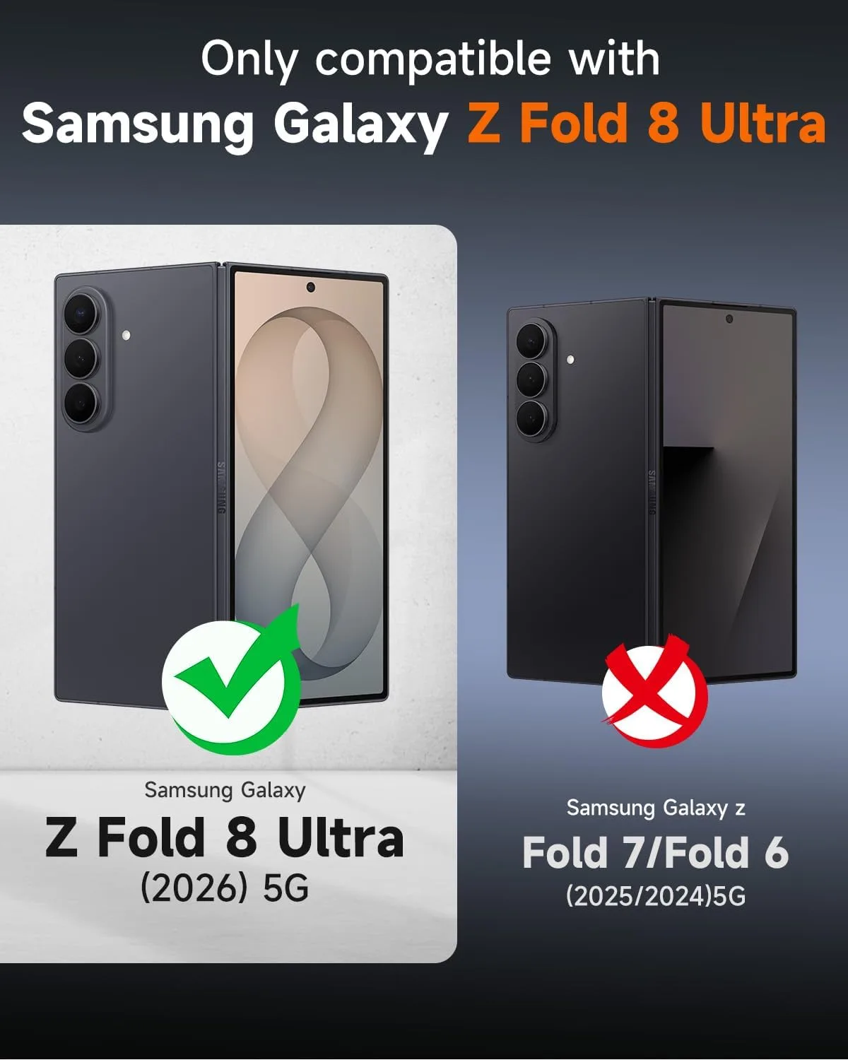 seacosmo for Samsung Galaxy Z Fold 8 Ultra Case Stand Privacy Screen Black