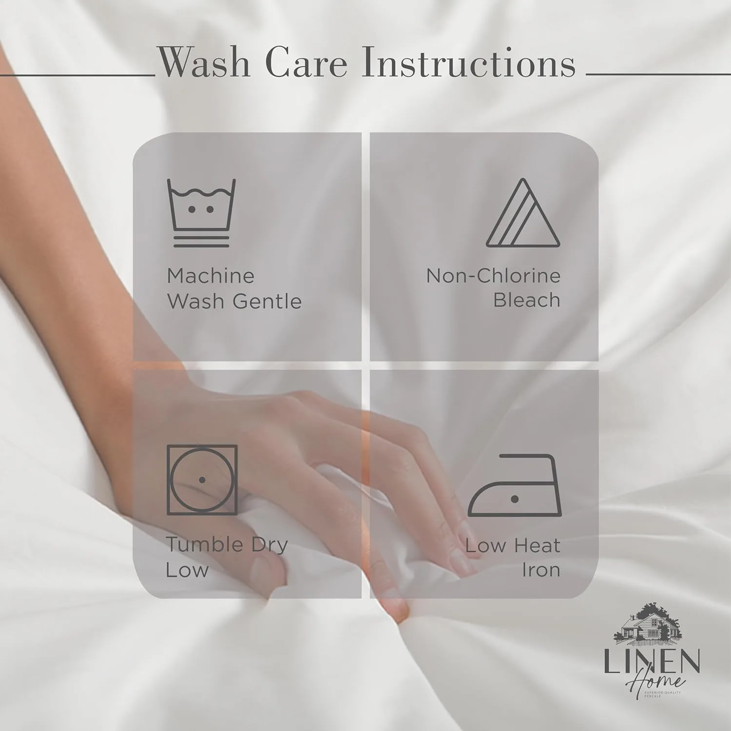 Linen Home 100% Cotton Percale King Sheets, 4 Pc Cooling Set - Charcoal