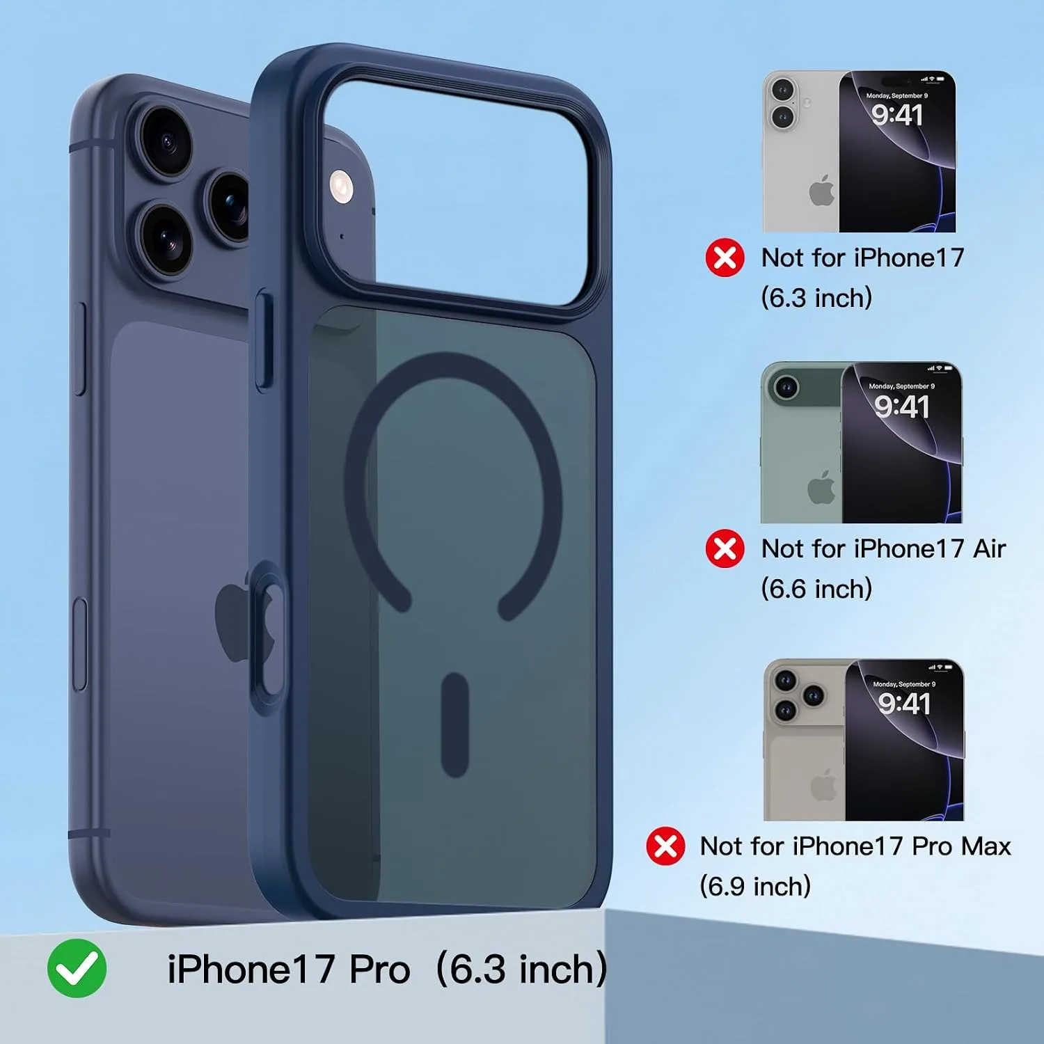 COOLQO Magnetic for iPhone 18/17 Pro Case, Translucent Matte, Blue