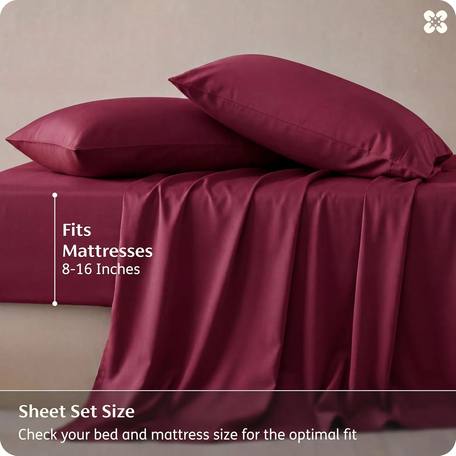 Bedsure PureWoven 100% Rayon Derived from Bamboo, Full Size Sheets, 4 PCS