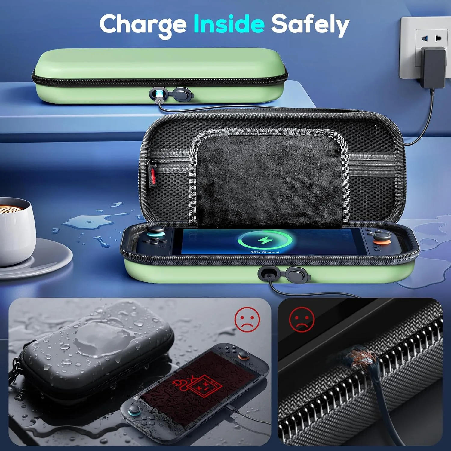 Auarte [Charge Inside Carrying Case for Switch 2 Console (2025)/OLED-Green
