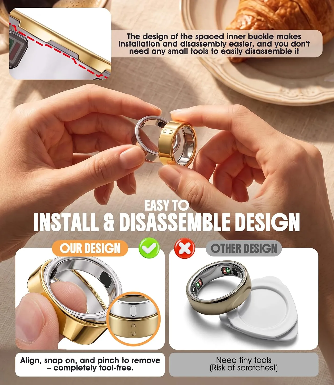 3 Pack Ring Cover Compatible for Oura Ring 5, Resistant TPU, Multi-Size 8