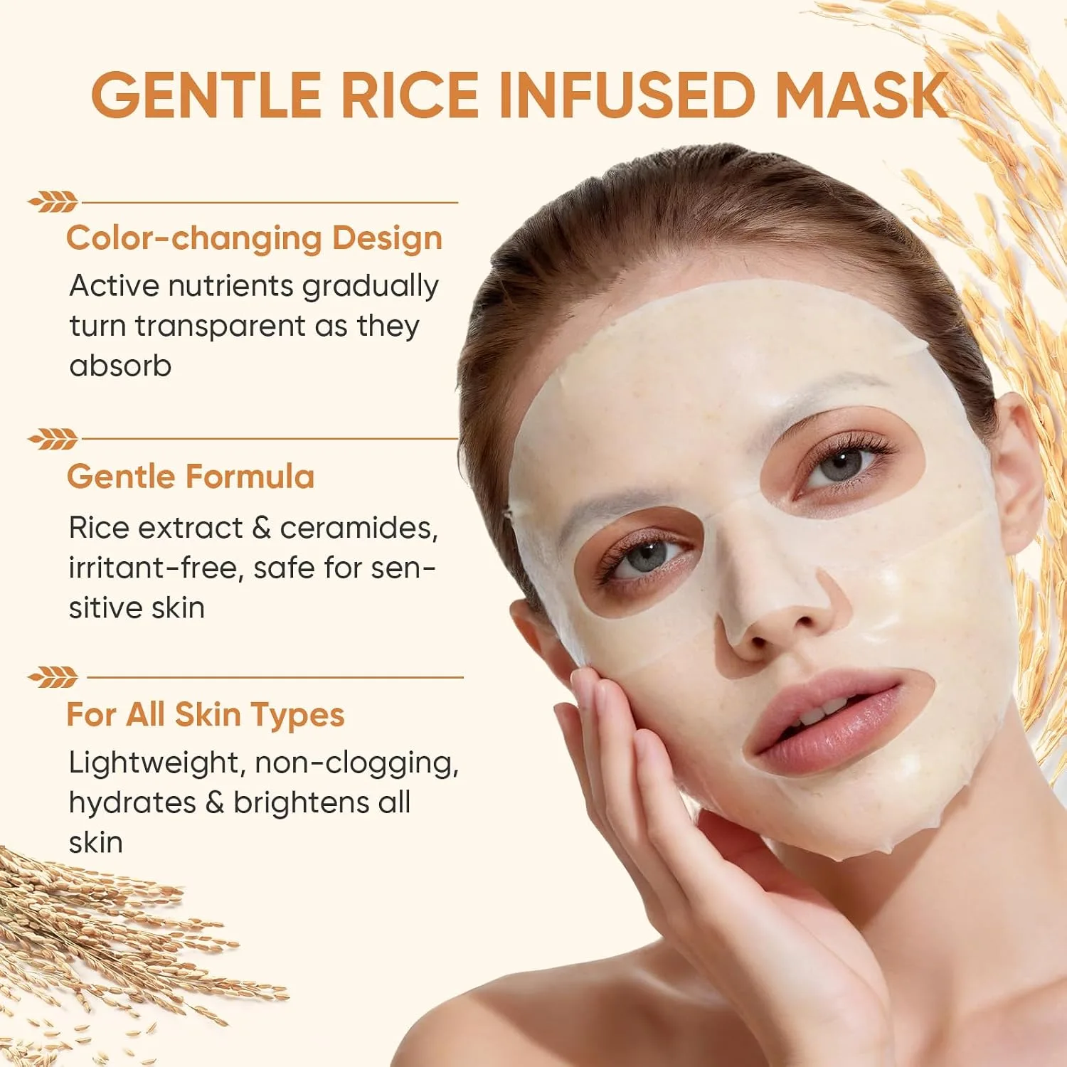 TEAWOO Rice Deep Collagen Face Mask, 8 EA, Overnight Facial Mask