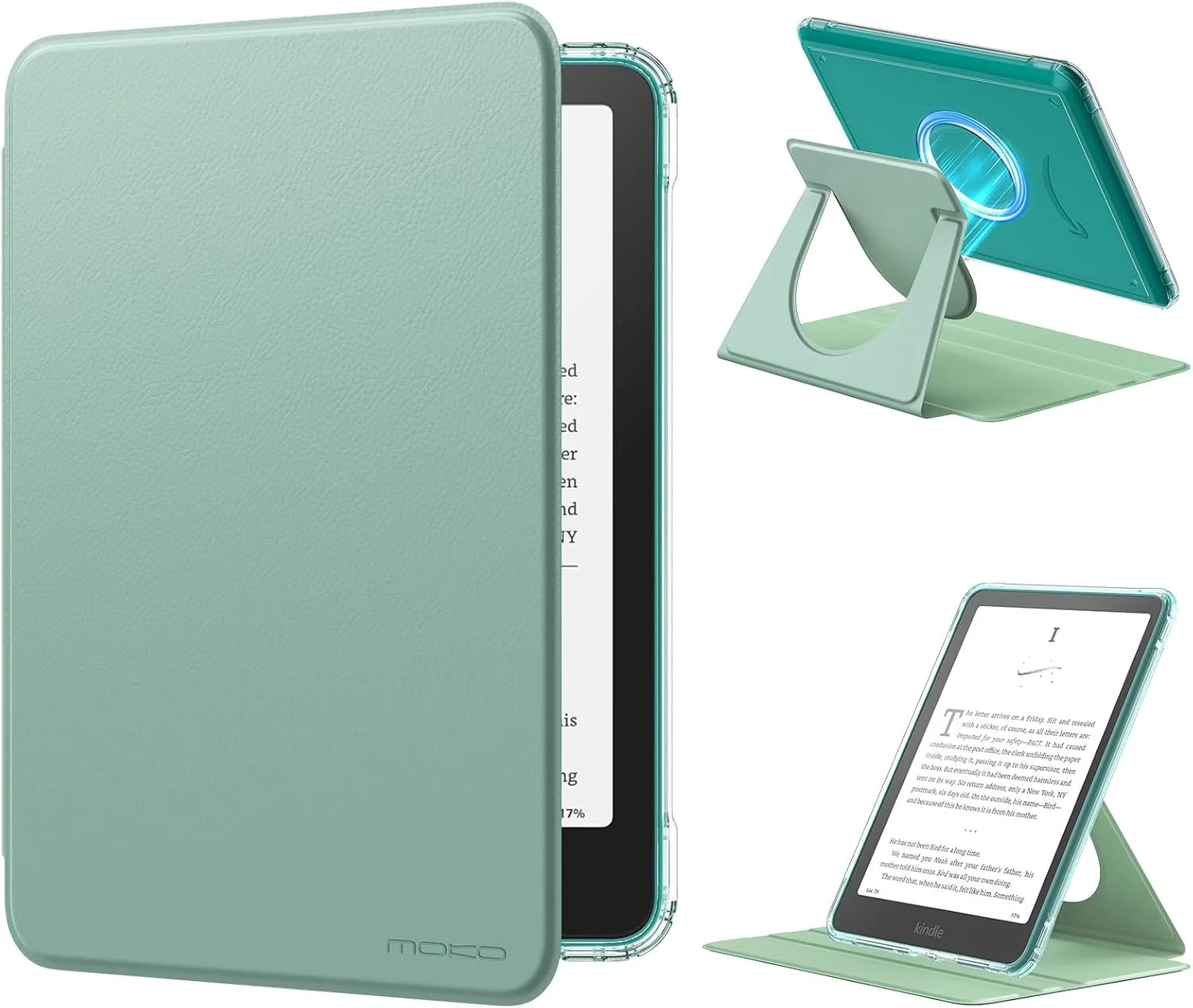 Estuche giratorio MoKo para Kindle Paperwhite 7" 12ª Gen/Colorsoft Verde Agave