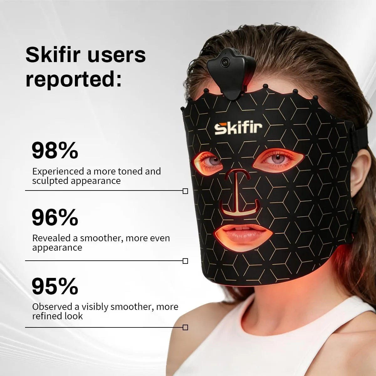 Wireless Photoelectric Beauty Red Light Mask Sustainable, Rechargeable and Ergonomic Design for Home & Travel (Black)