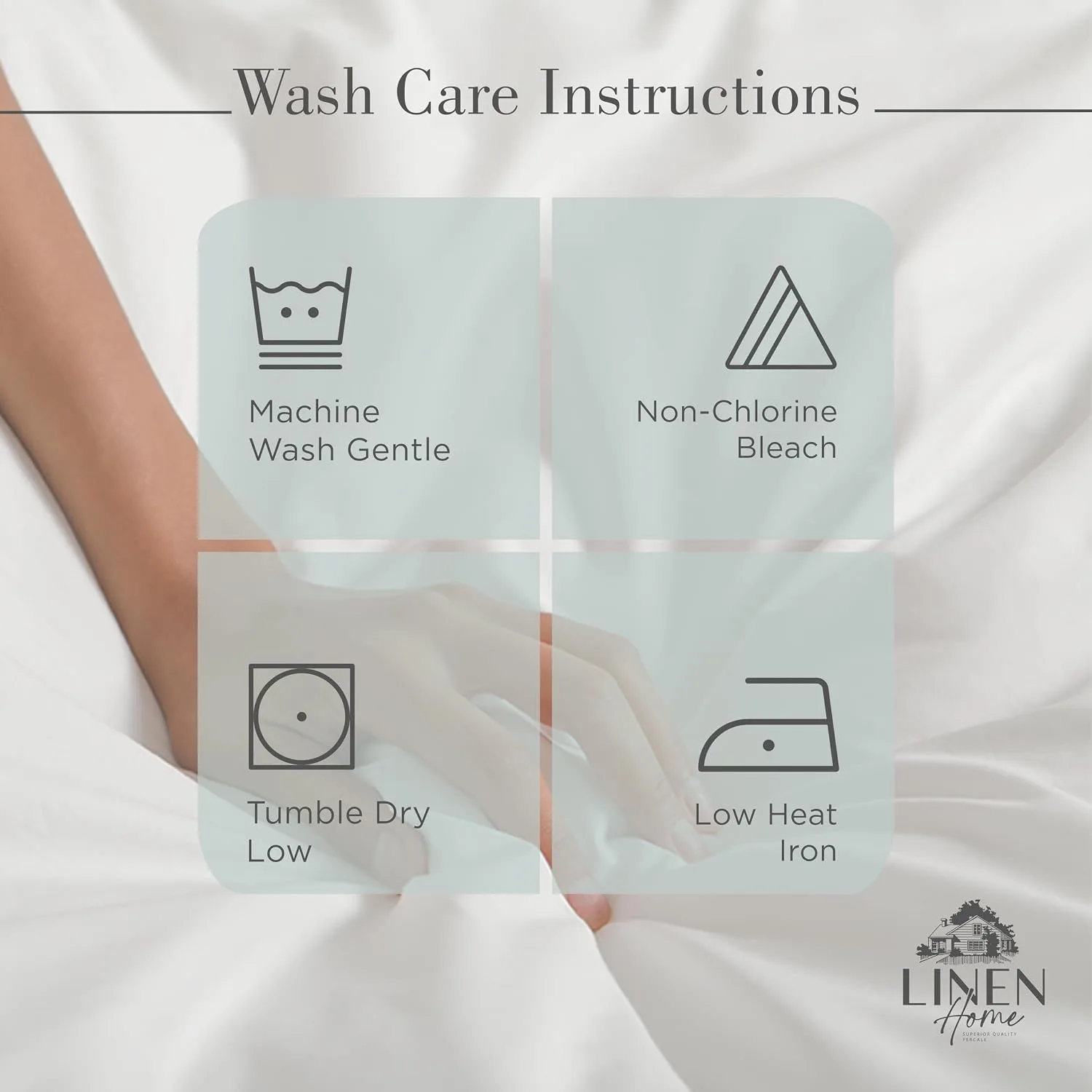 Linen Home 100% Cotton Percale King Sheets, 4 Pc Cooling Set - Pastel Turk