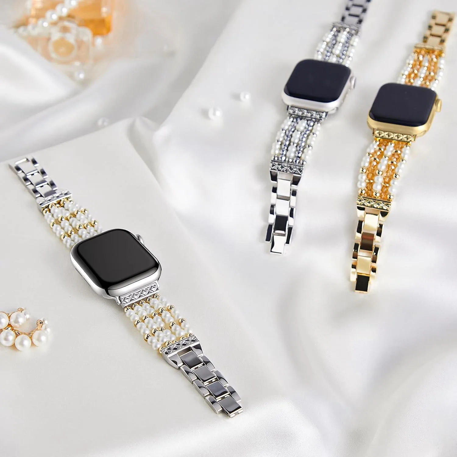 Missair Compatible with Apple Watch Band 38mm 40mm 41mm 42mm 44mm 45mm 46mm 49mm, Stainless Steel Metal Strap Women Dressy Bracelet Wristband for iWatch Series 11 10 9 8 7 6 5 4 3 2 1 SE Ultra