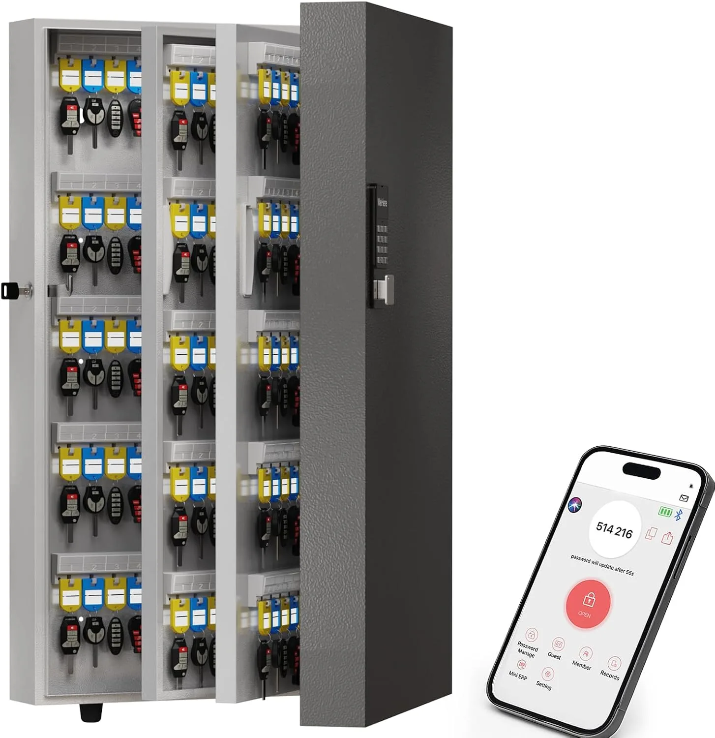 360 Key Lock Box Smart Key Organier Cabinet with Keypad & App for Office