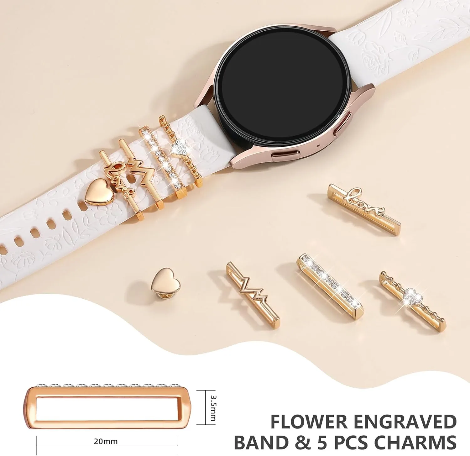 DaQin Flower Engraved Band Compatible with Samsung Galaxy Watch 7 Bands