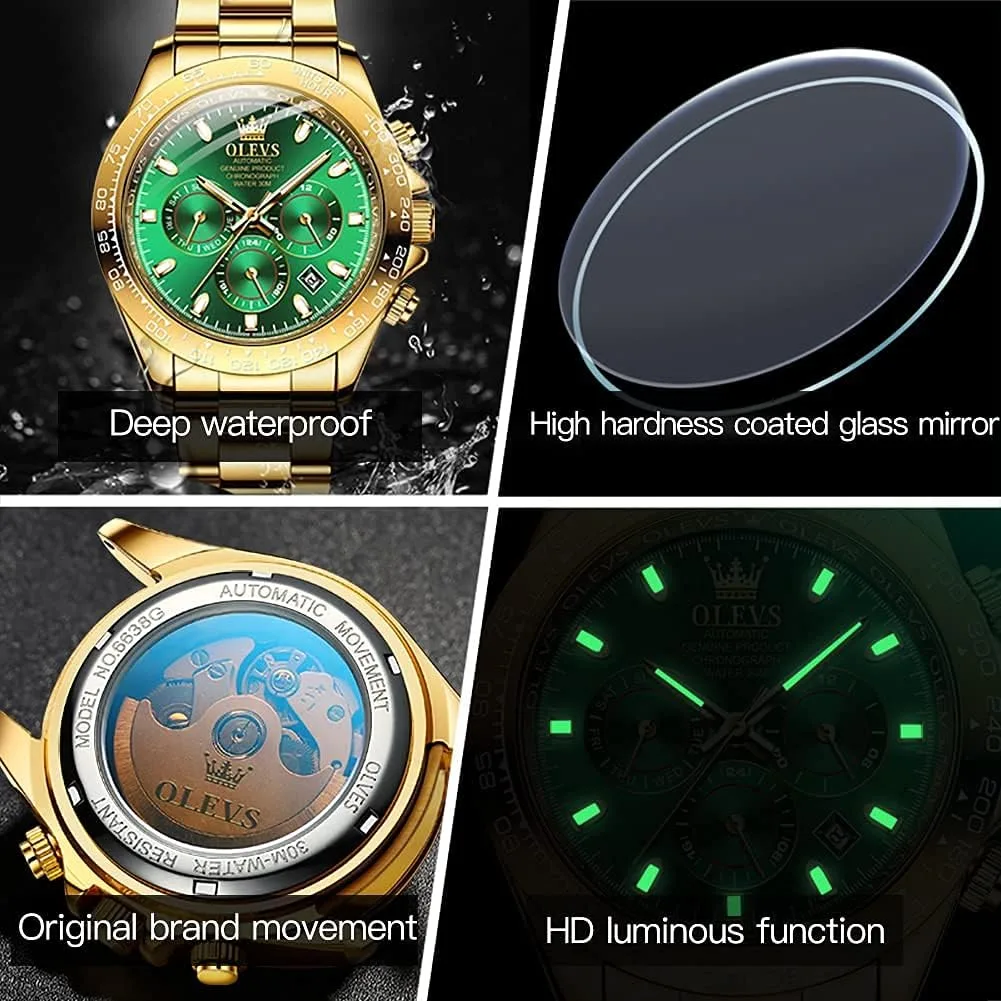 OLEVS Automatic Gold Watches for Men Luxury Classic Stainless Steel