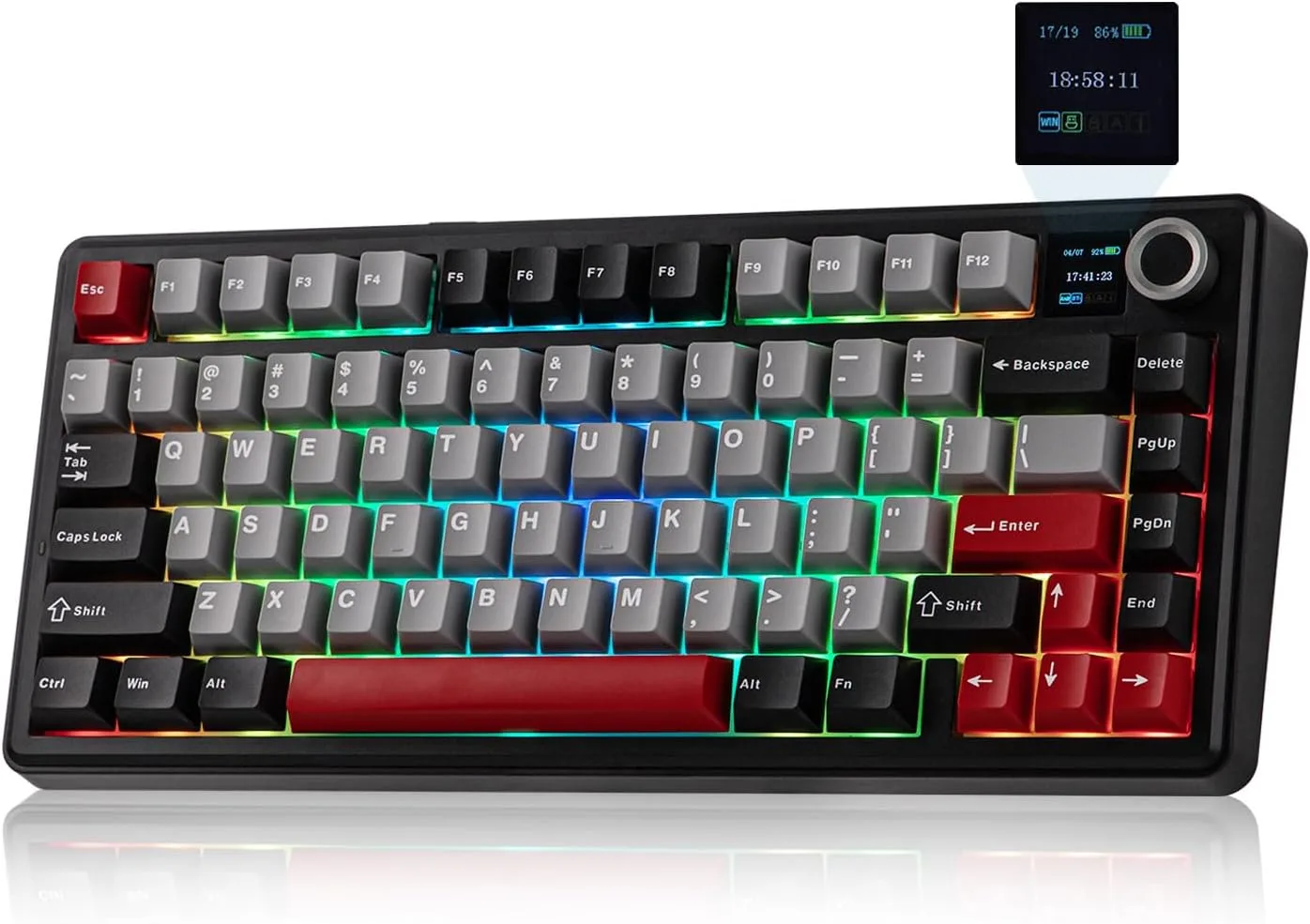 Teclado Gamer MechLands Aula F75 PRO 75% Wireless Negro Rosa