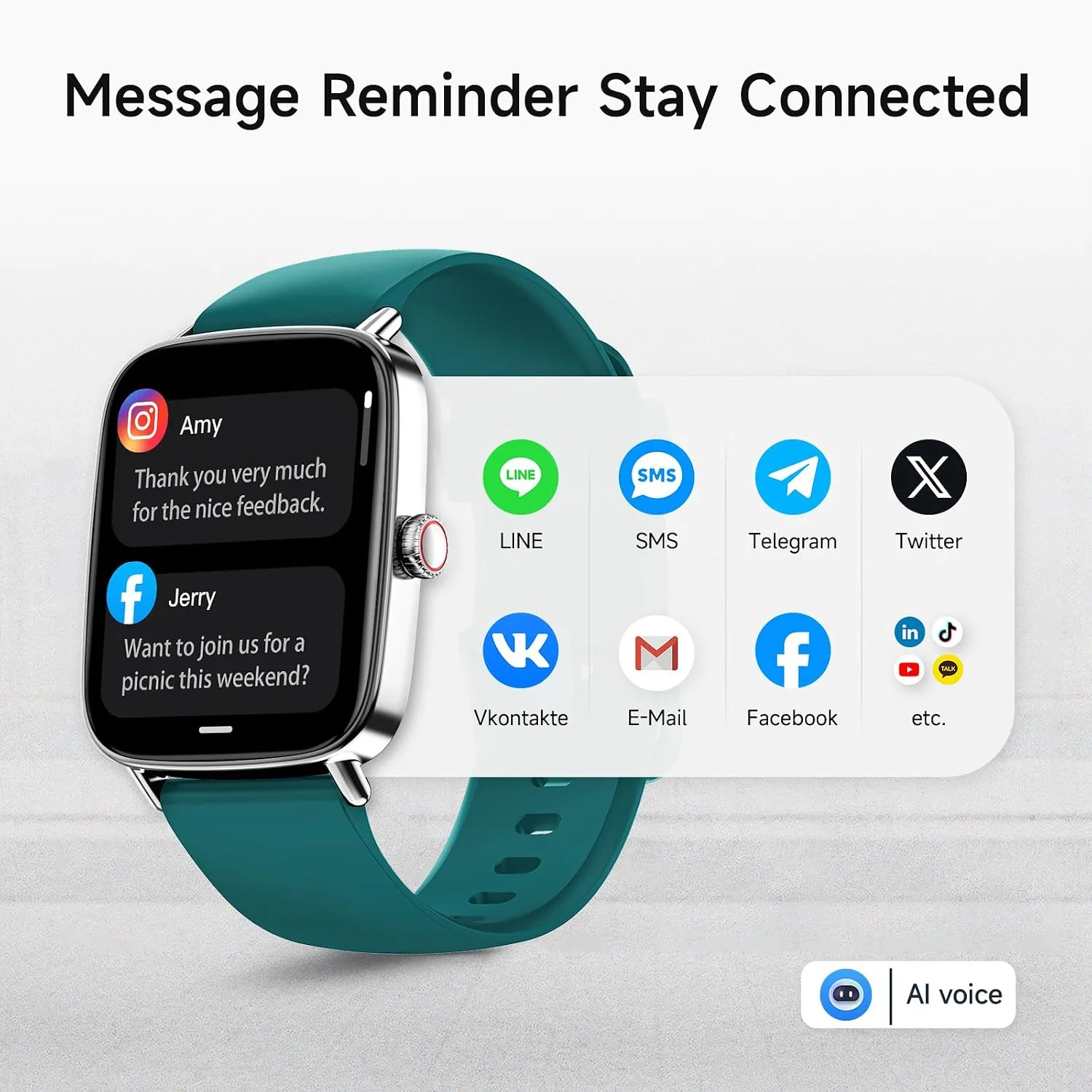 Smart Watch for Men Women, 1.85" HD Smartwatch Compatible iPhone/Samsung/Android (Answer/Make Calls), 100+ Sport Modes Fitness Tracker with Heart Rate/Sleep/Step Monitor, IP68 Waterproof, 2 Bands