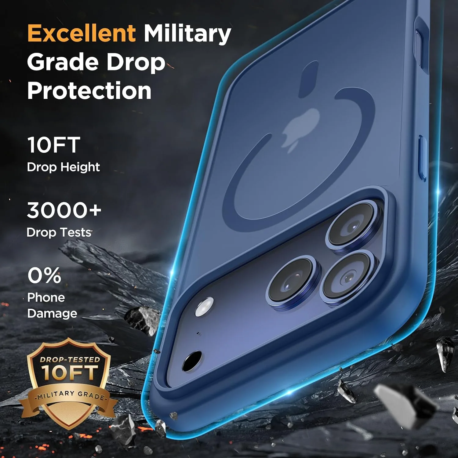 Miracase Magnetic for iPhone 17 Pro Case 6.3" with Screen Protector, [Compatible with MagSafe] Military-Grade Protection, Anti-Fingerprint, Slim Thin Phone Case for 17 Pro Cover, Glass Blue