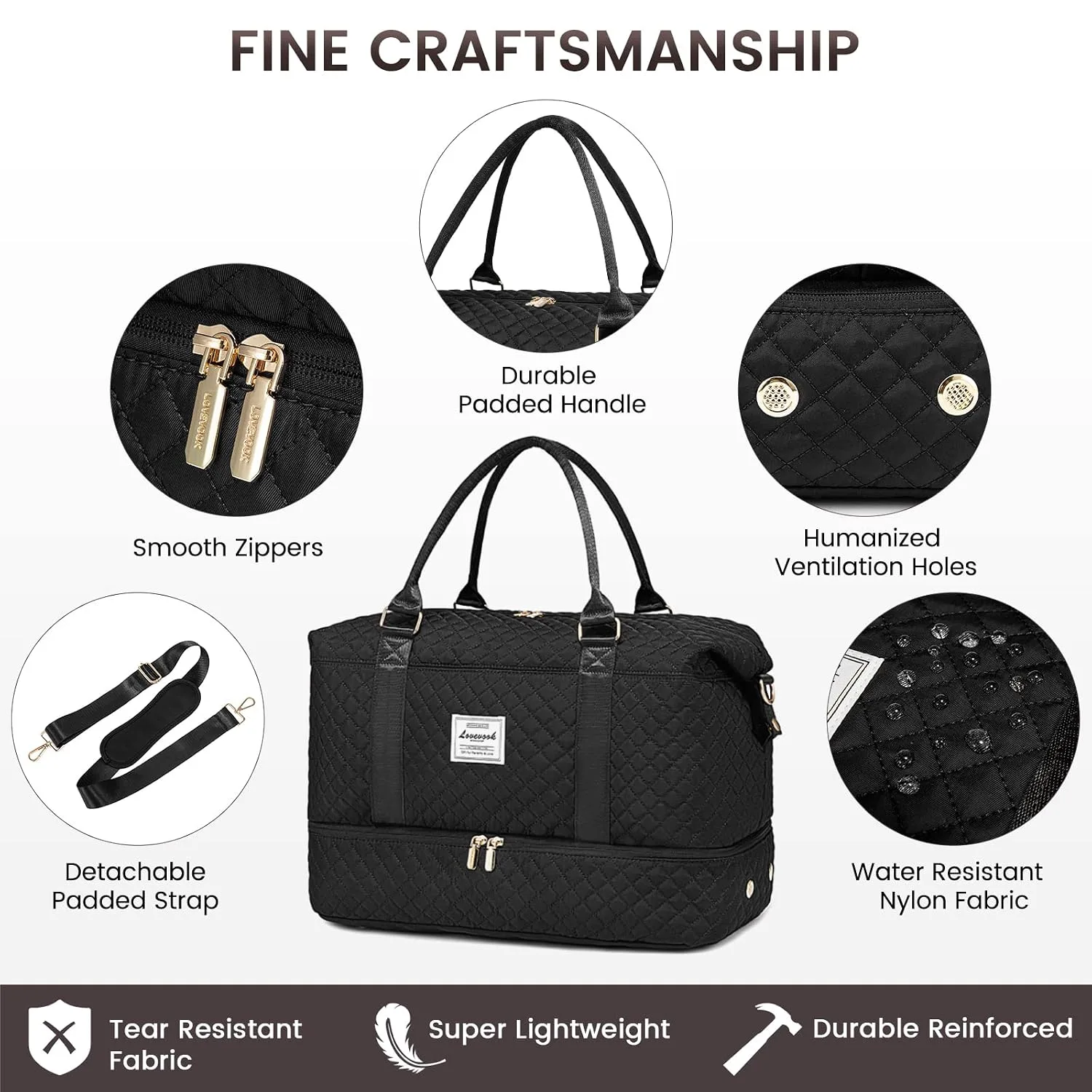 LOVEVOOK Travel Duffle Bag,Weekender Bags for Women with Shoe Compartment