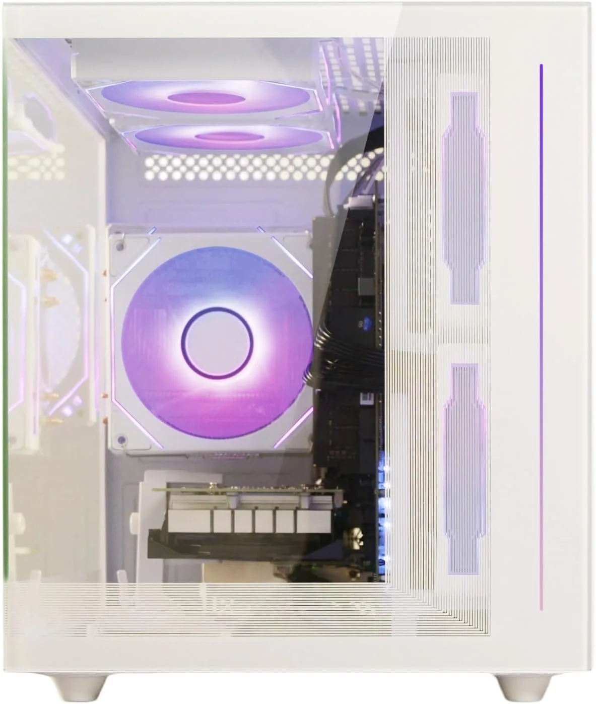 suevery Ryzen7 Prebuilt Gaming PC Bundle Desktop Computer White
