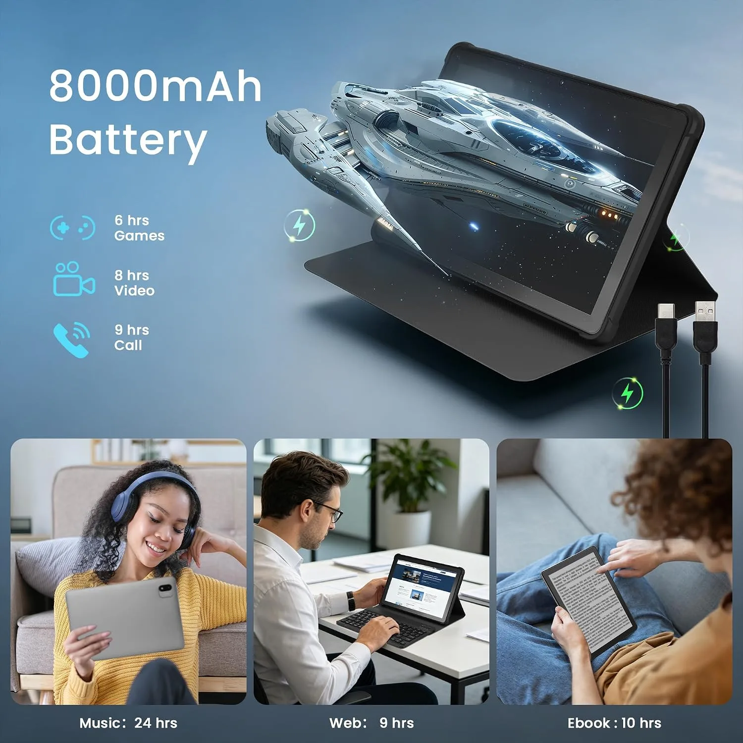 Android 16 Tablet, 10.1" HD IPS, 26GB RAM, 128GB ROM, WiFi 6, BT 5.4, Grey